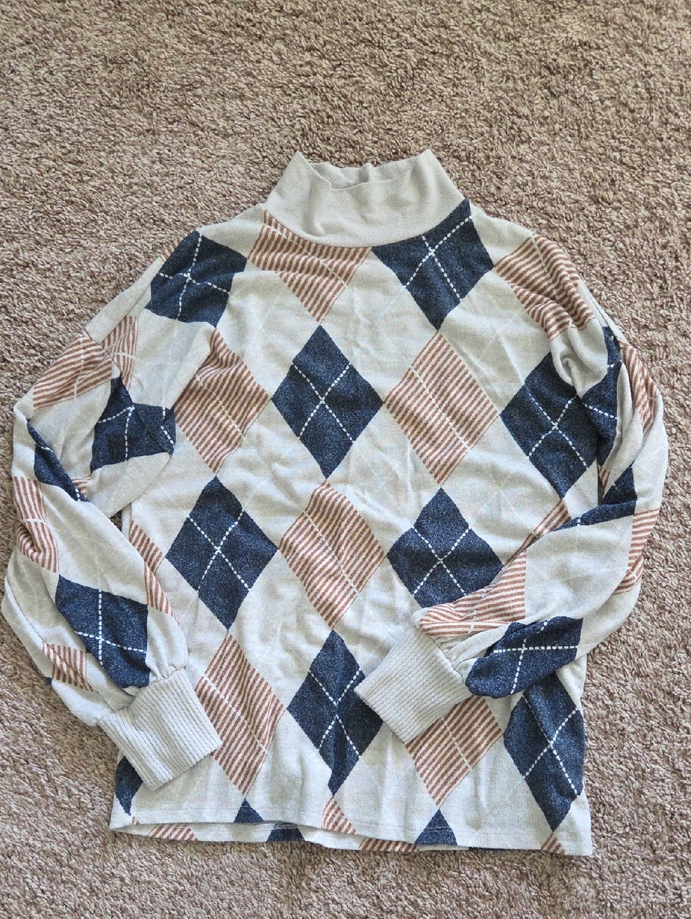 Maurices Cream Knit Top with Navy Trim